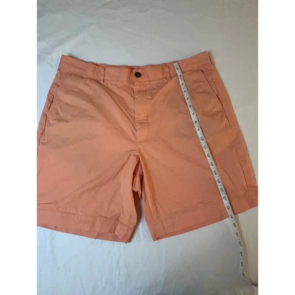 Coral Orange Brooks Brothers 346 Chino Shorts Flat‎ Front Cotton 38 Mens